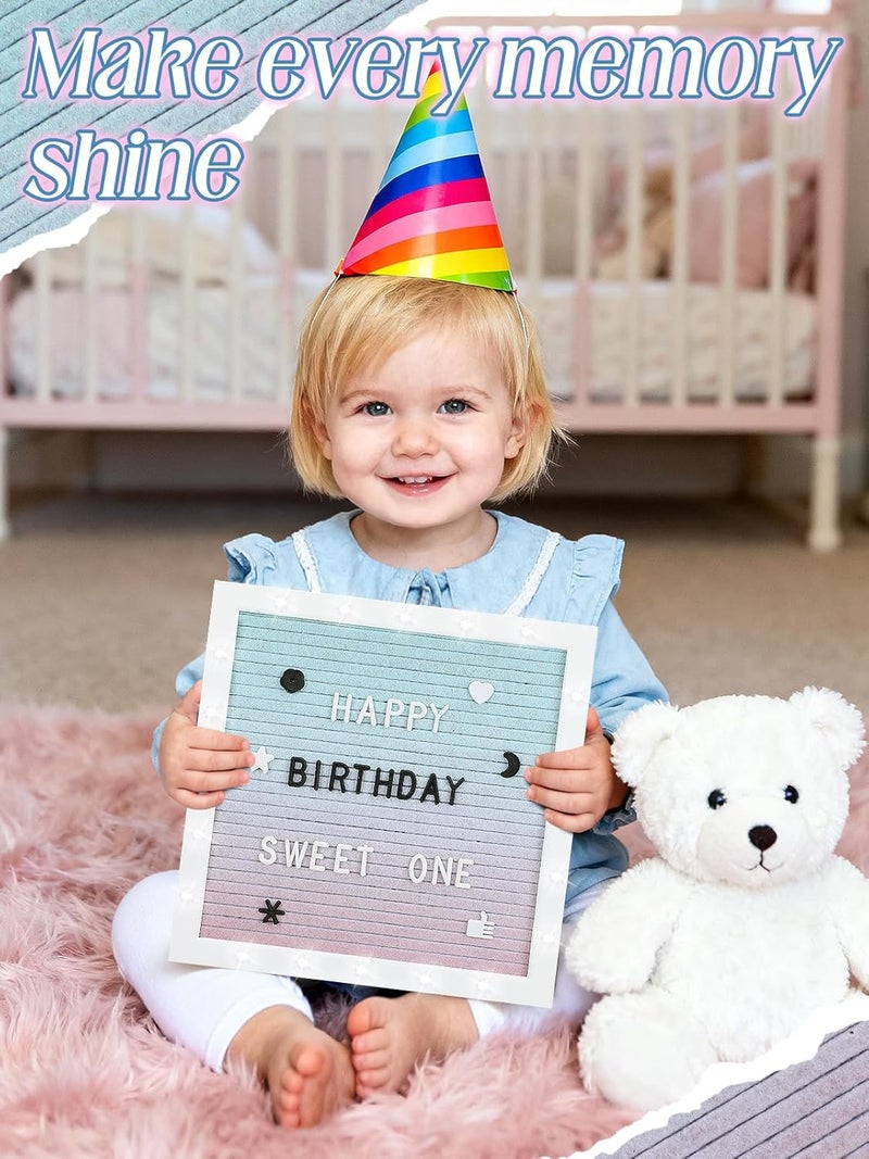 ANPHSIN Changeable Felt Letter Board with LED Lights - 10×10" Message Custom Signs & Wood Stand & 450 Letters, Poster Board for Valentine's Day/Baby/Pregnancy Announcement/Classroom Wall Decor Gifts, Gradient - Image 5